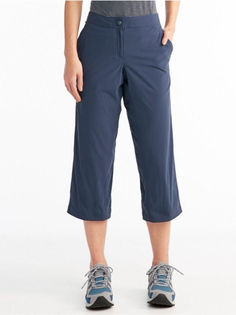 LL Bean Comfort Trail Crop Pants NWT Navy Blue Hiking Outdoor Womens 8 Petite